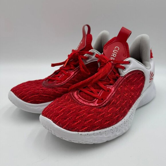 Under Armour Curry Flow 9 Basketball Shoes White/Red Mesh Mens 11 Womens 12.5 - Picture 1 of 11